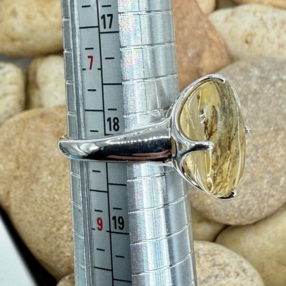 Sterling Silver Moss Agate Ring Size 8 Dendritic Gemstone Nature Inspired 4.3 gr - Picture 9 of 16